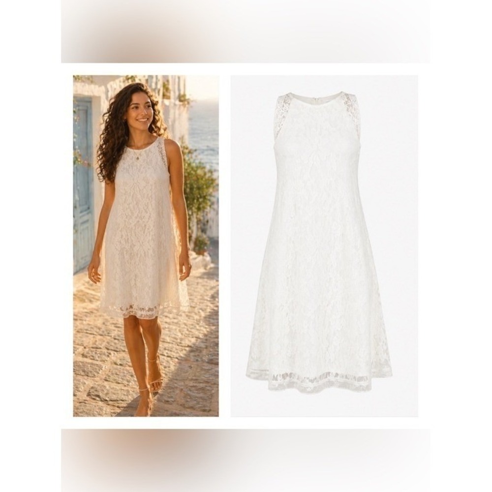 Womens Lace Mini Dress XS Coastal Euro Summer Coquette Fairy Clean Girl Feminine